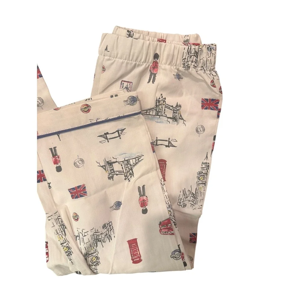 Petite Plume Boys London Is Calling Pajamas Set White Blue Red Size 4 NWT